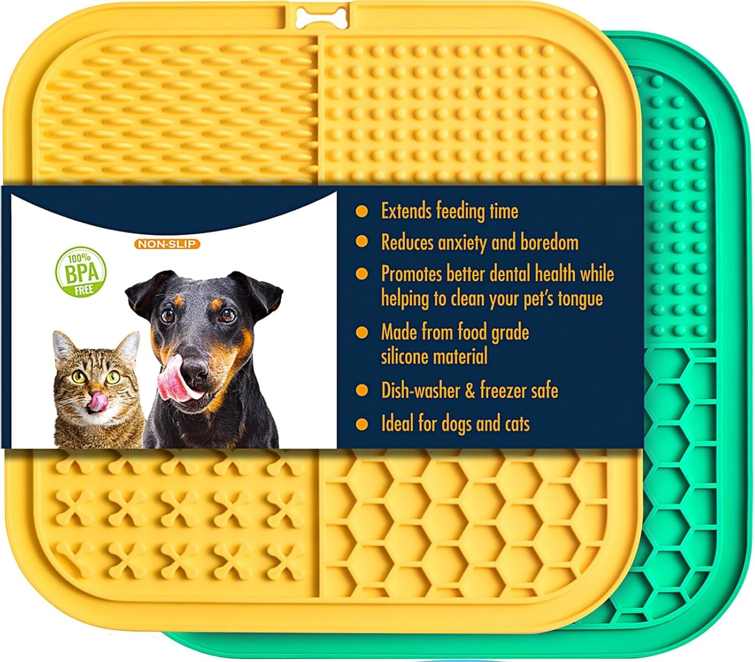 Dailypets Slow Feeder Lick Mat for Dogs and Cats with 77 Suction Cups Set