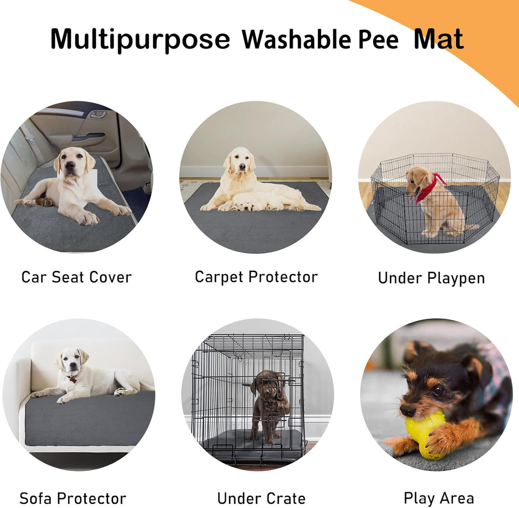 Poupipets Washable Reusable Dog Pee Pads 2-Pack with Leakproof TPU Backing and Non-Slip Base