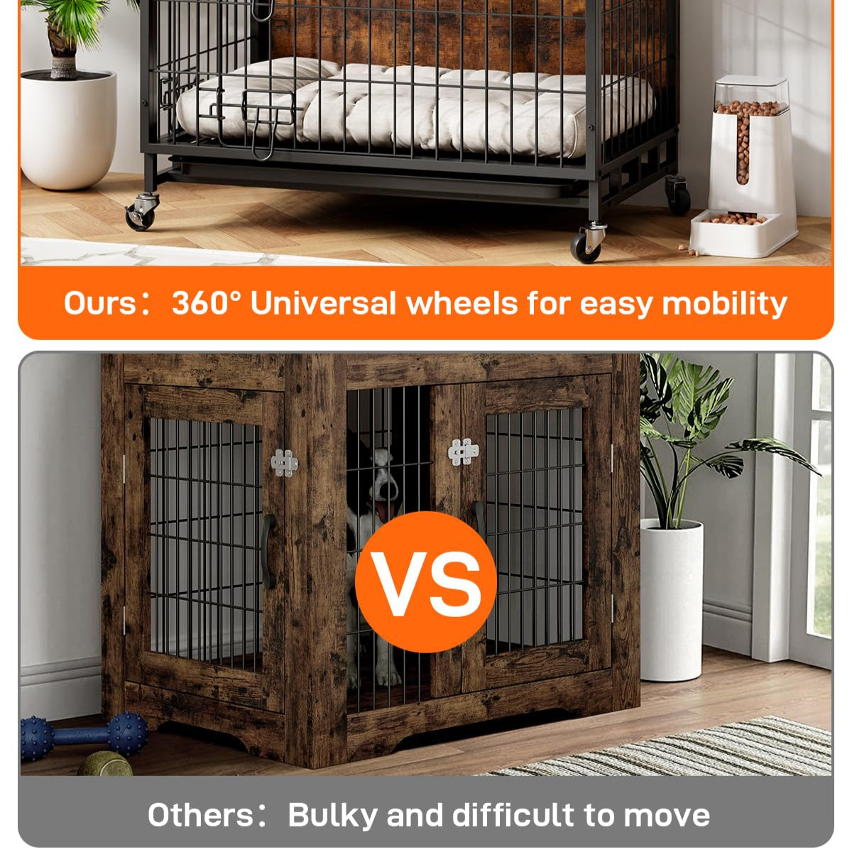 Dailypets 38.6-Inch Wooden Dog Crate End Table with Pull-Out Tray