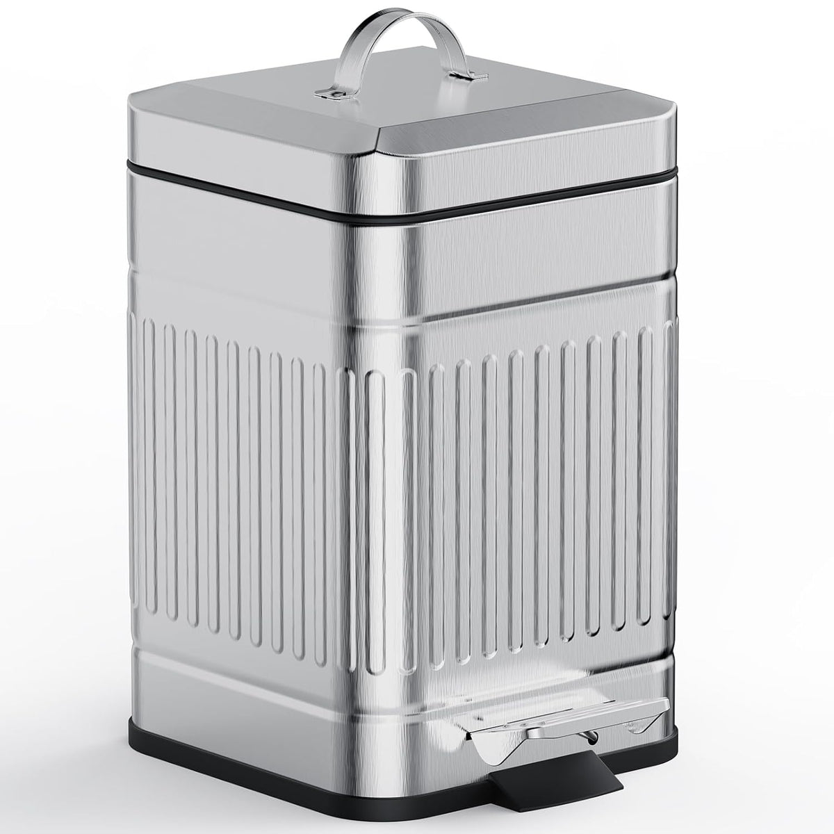 Poupipets Stainless Steel Dog Waste Bin with Soft Close Lid and Step Pedal 5L