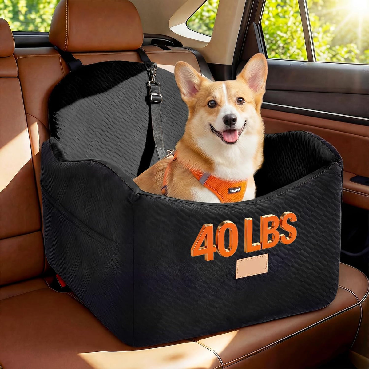 Poupipets Dog Booster Seat for Small and Medium Dogs with Soft Cushion and Safety Strap