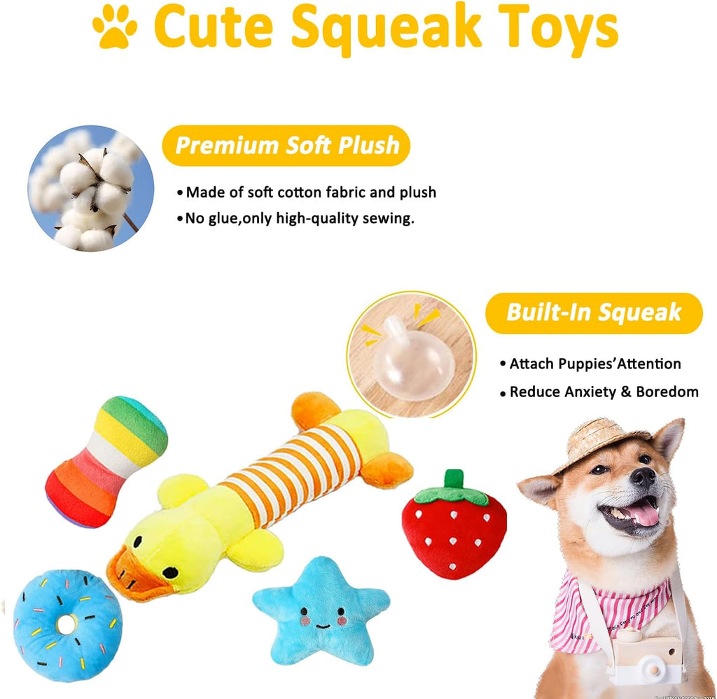Dailypets Complete Puppy Toy Bundle with Rope Toys Squeaky Plush Toys and Ball Set