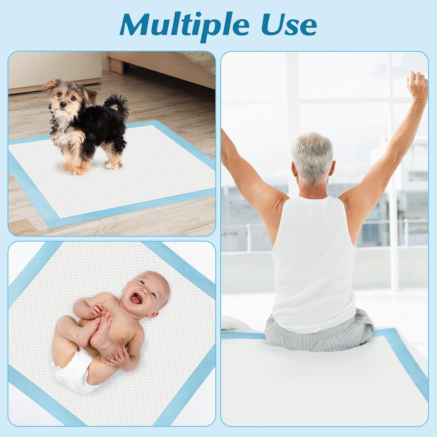 Poupipets Super Absorbent Disposable Puppy Pads 22 x 22 Leak-Proof Quick-Dry Training Pads