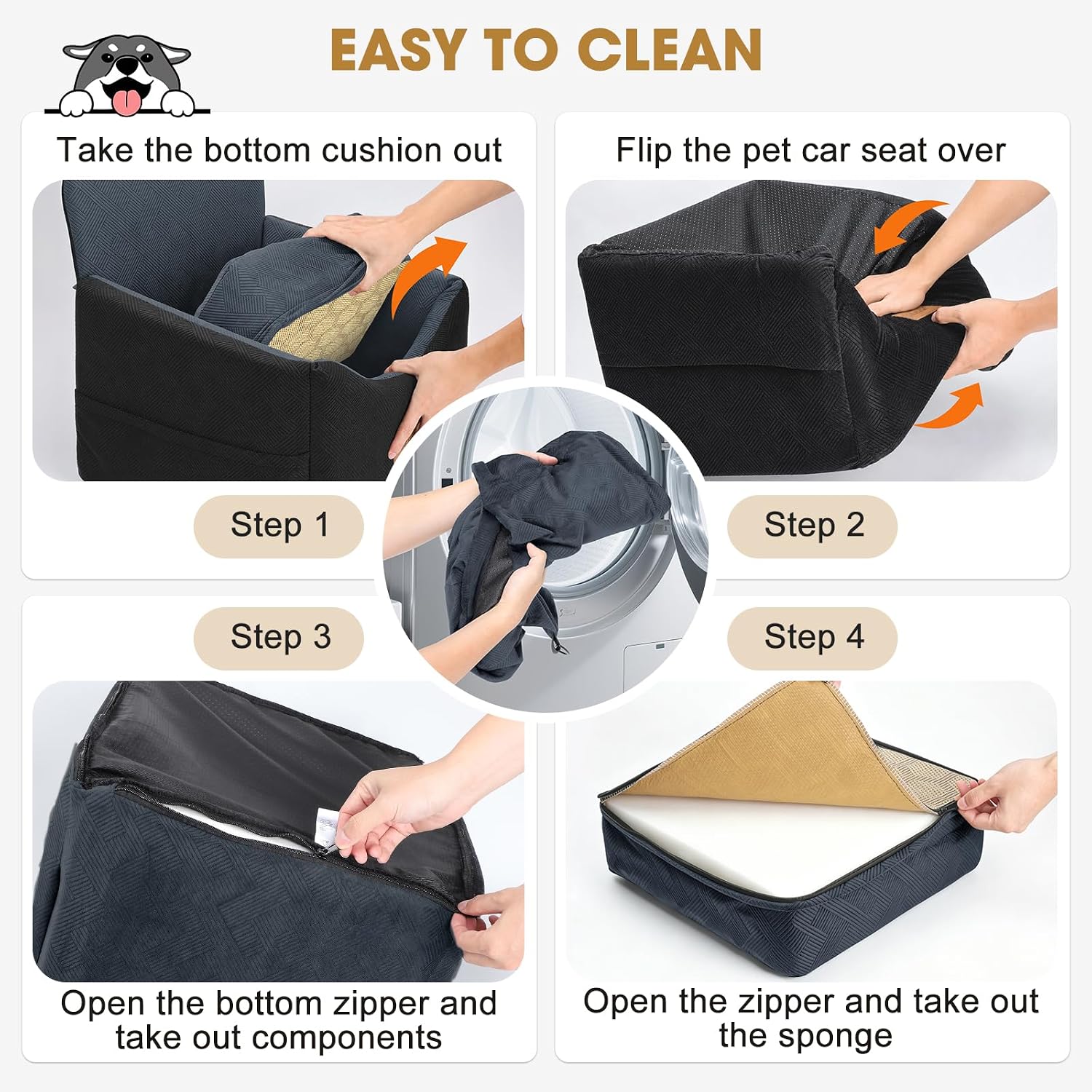 Poupipets Comfortable Dog Booster Seat with Memory Foam Support and Washable Cover