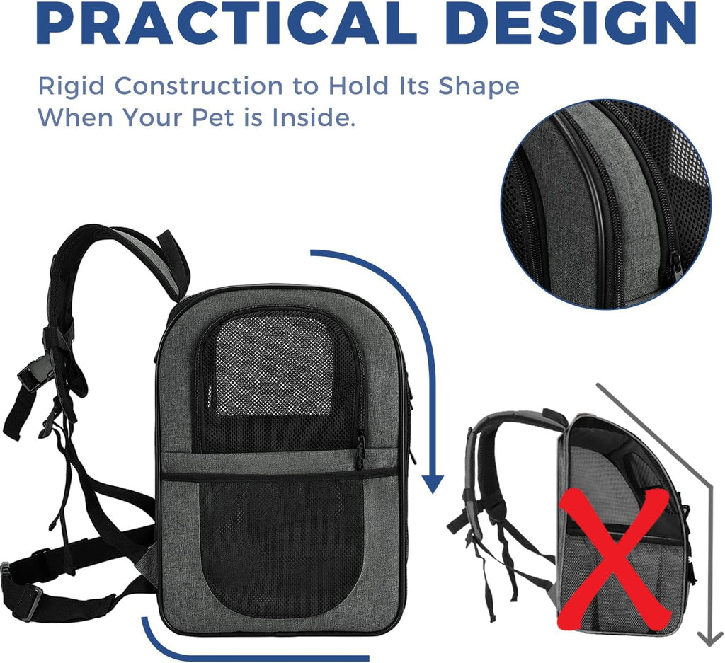 Poupipets Supportive Pet Hiking Backpack with Removable Pad and Expandable Options