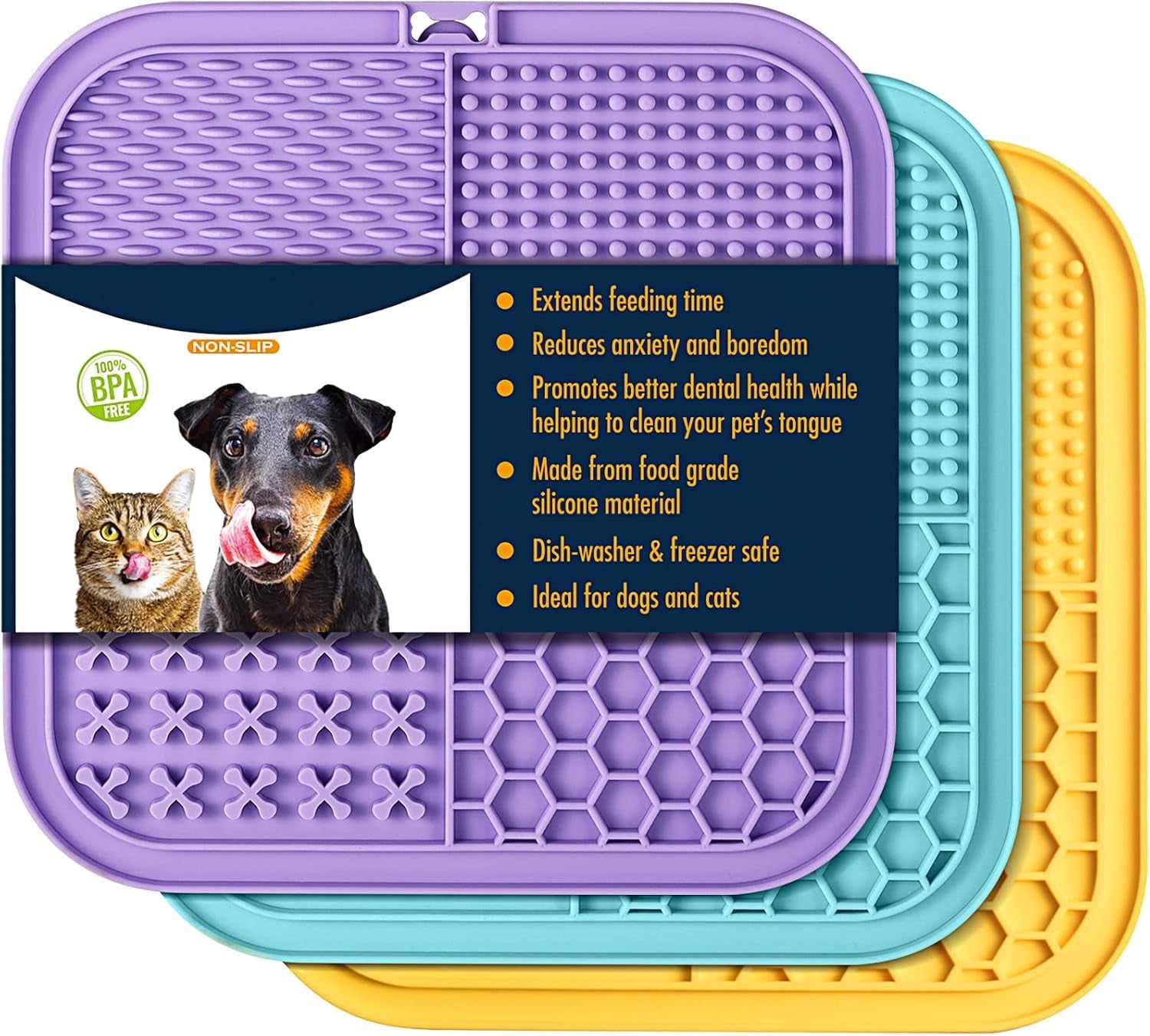 Dailypets Slow Feeder Lick Mat for Dogs and Cats with 77 Suction Cups Set
