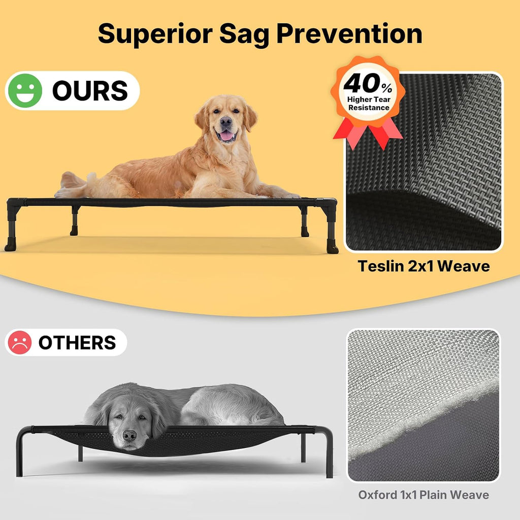 Poupipets Breathable Elevated Dog Cot with Teslin Mesh and Stable Steel Frame