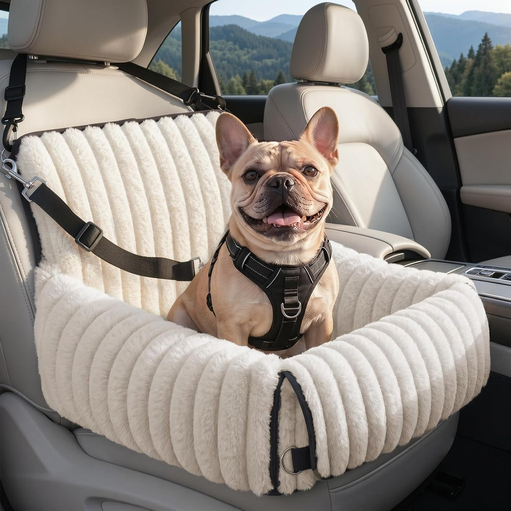 Poupipets Convertible Dog Car Seat and Portable Carrier with Washable Plush Cover