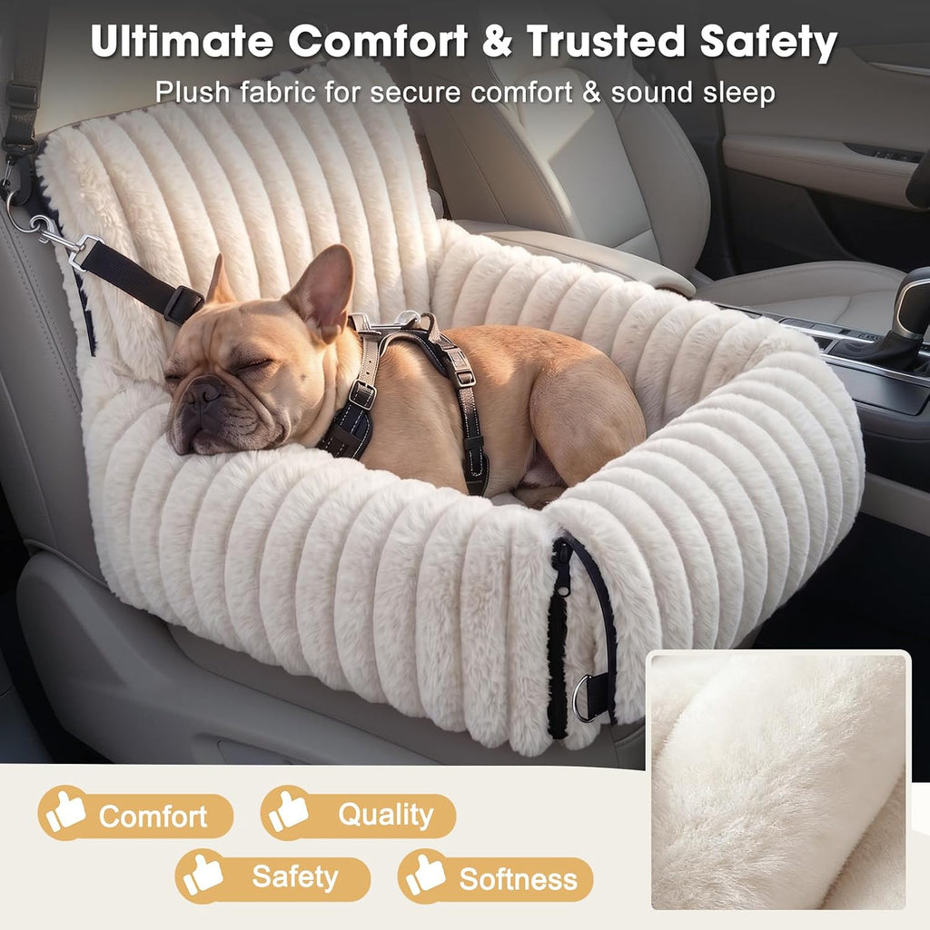 Poupipets Convertible Dog Car Seat and Portable Carrier with Washable Plush Cover