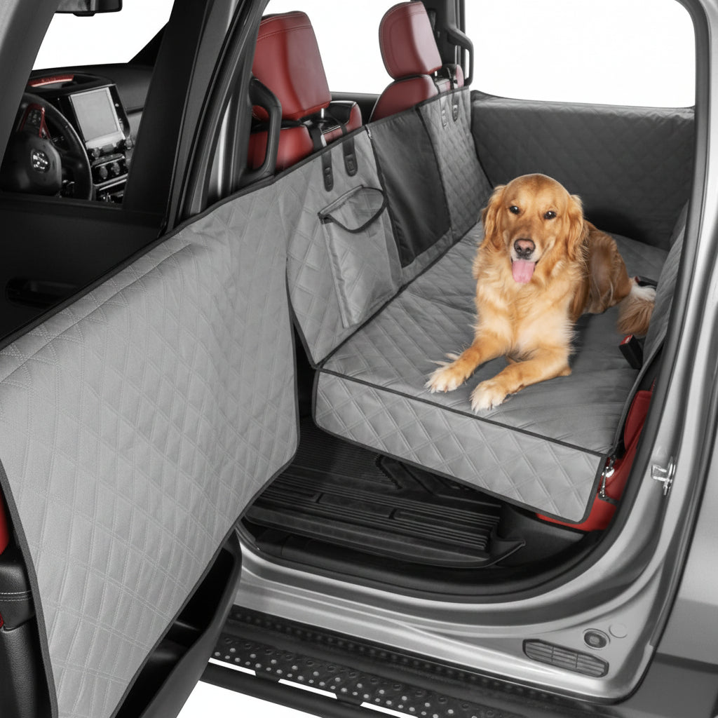 Poupipets Hard Bottom Dog Back Seat Extender with Door Protection for Cars, SUVs & Trucks