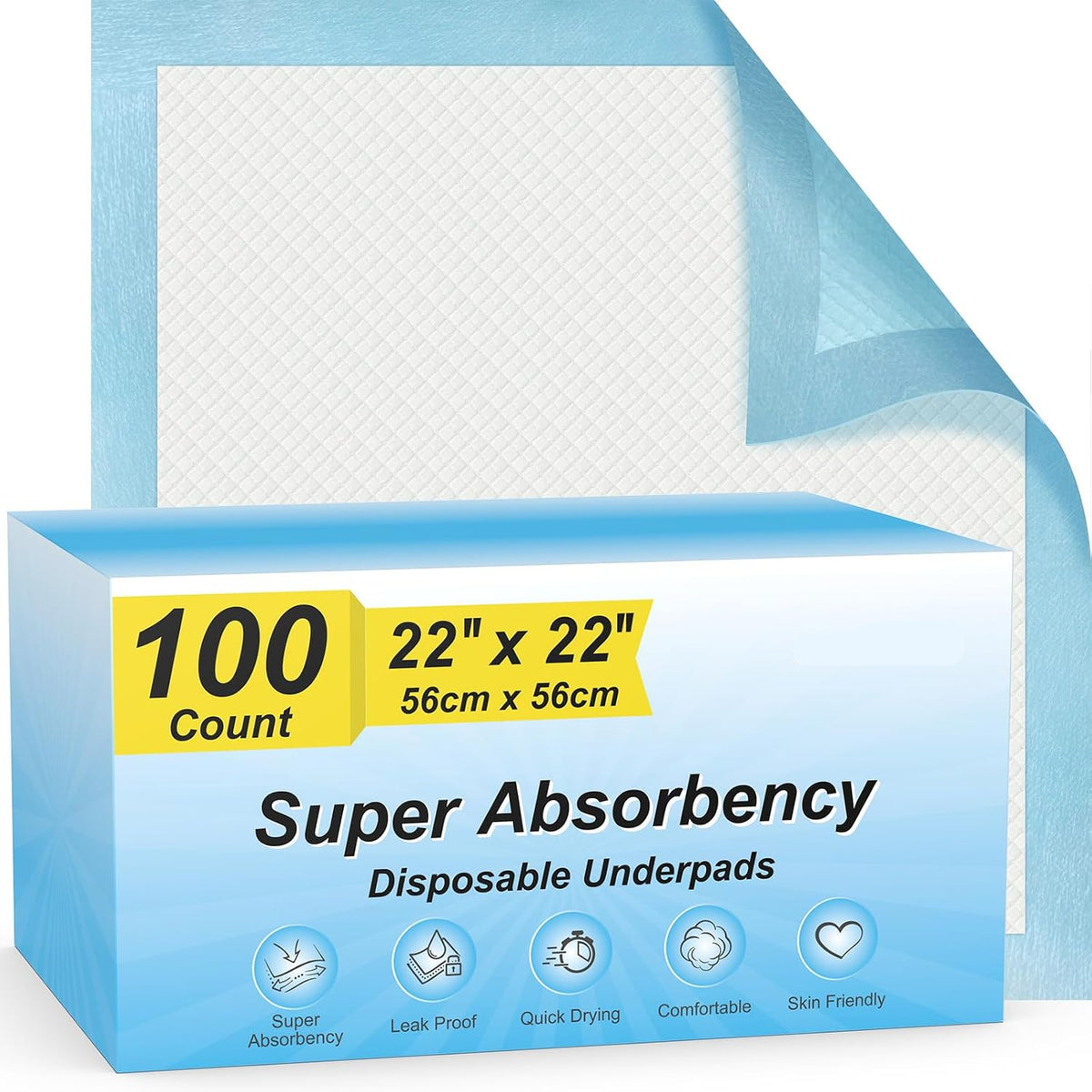 Poupipets Super Absorbent Disposable Puppy Pads 22 x 22 Leak-Proof Quick-Dry Training Pads
