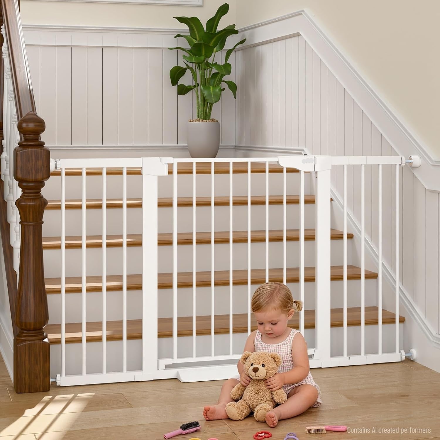 Poupipets Auto-Close Safety Gate for Babies and Dogs with Dual Lock and Pressure Mount