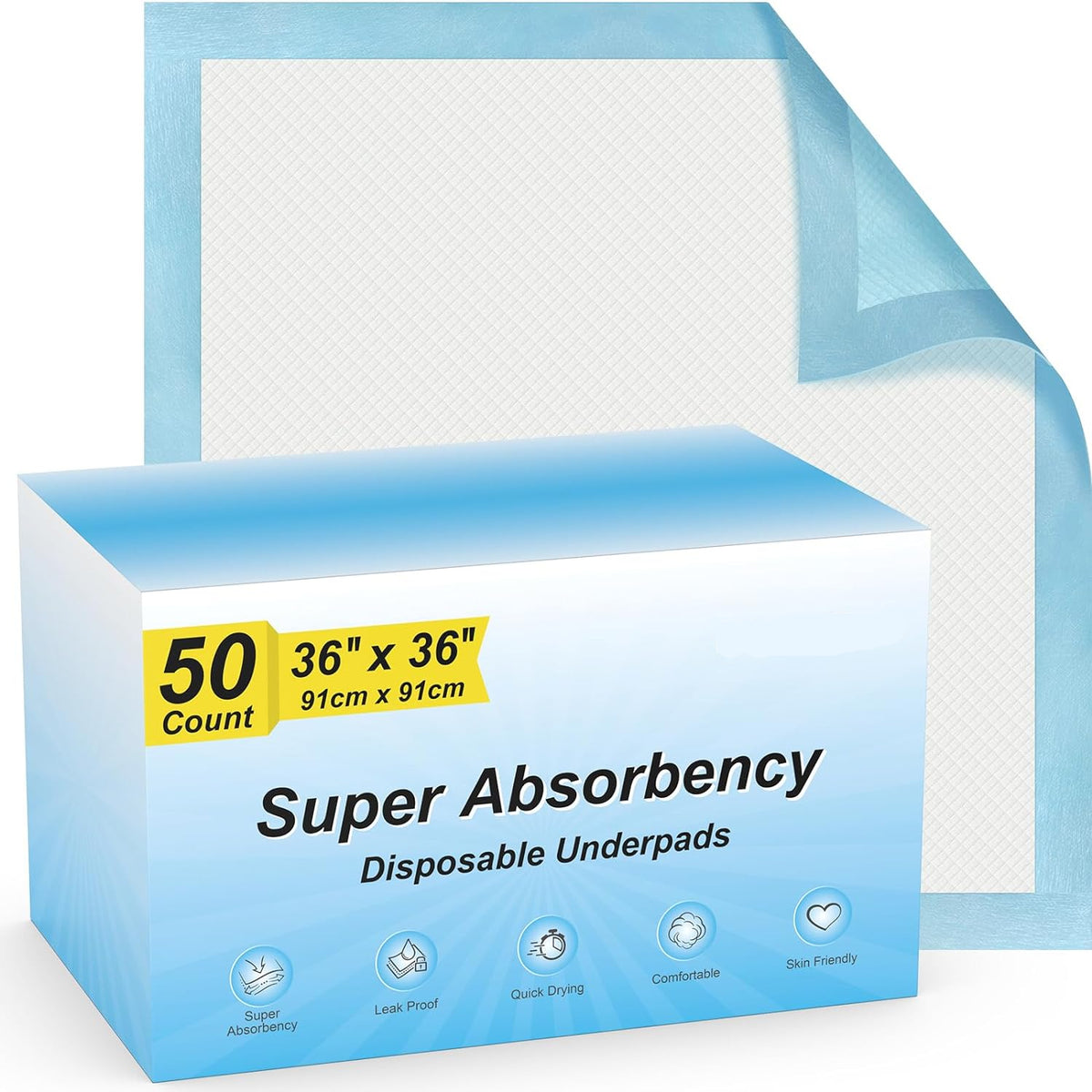 Poupipets Super Absorbent Disposable Puppy Pads 22 x 22 Leak-Proof Quick-Dry Training Pads
