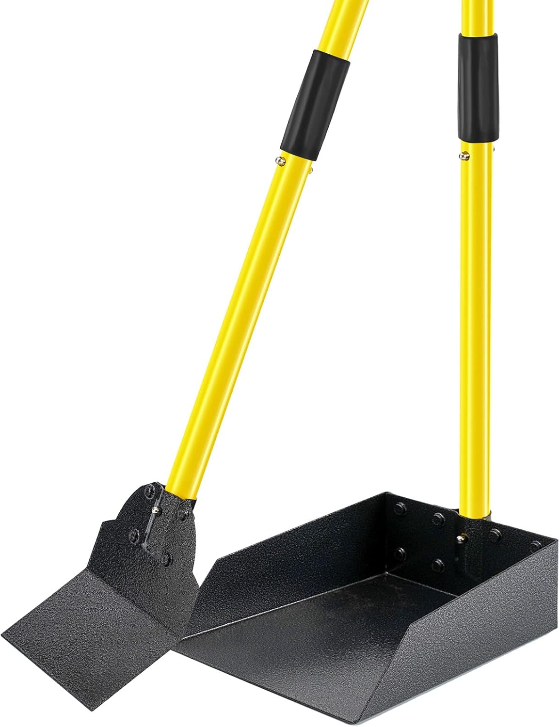 Poupipets Heavy Duty Metal Dog Waste Tray & Spade Scooper with Long Handle Design