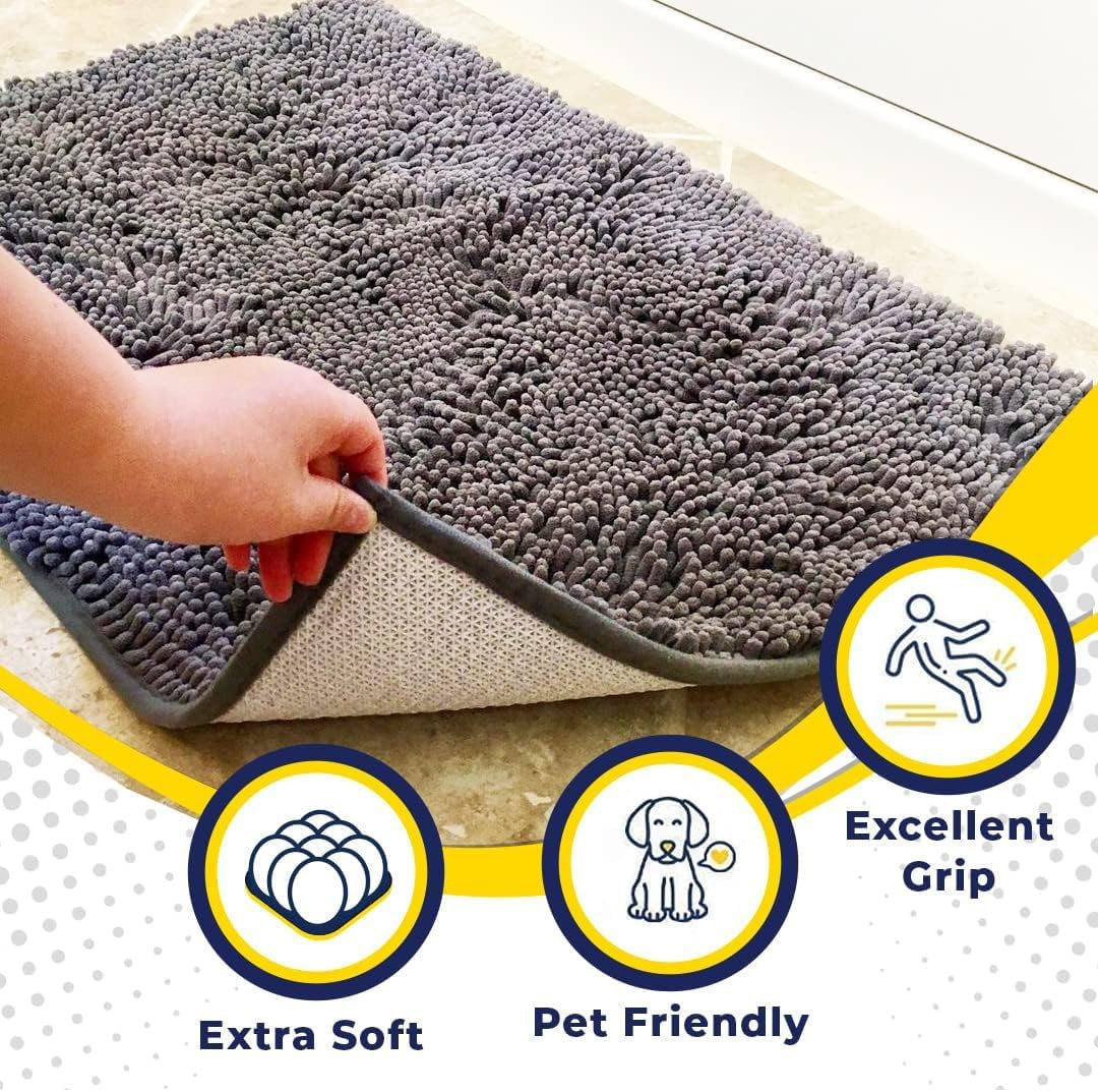 Poupipets Quick Dry Microfiber Pet Door Mat for Muddy Paws and Wet Shoes