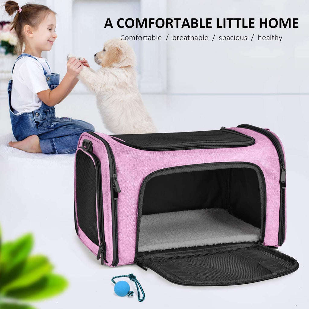 Poupipets Premium Soft Pet Carrier with Mesh Windows and Cozy Travel Mat