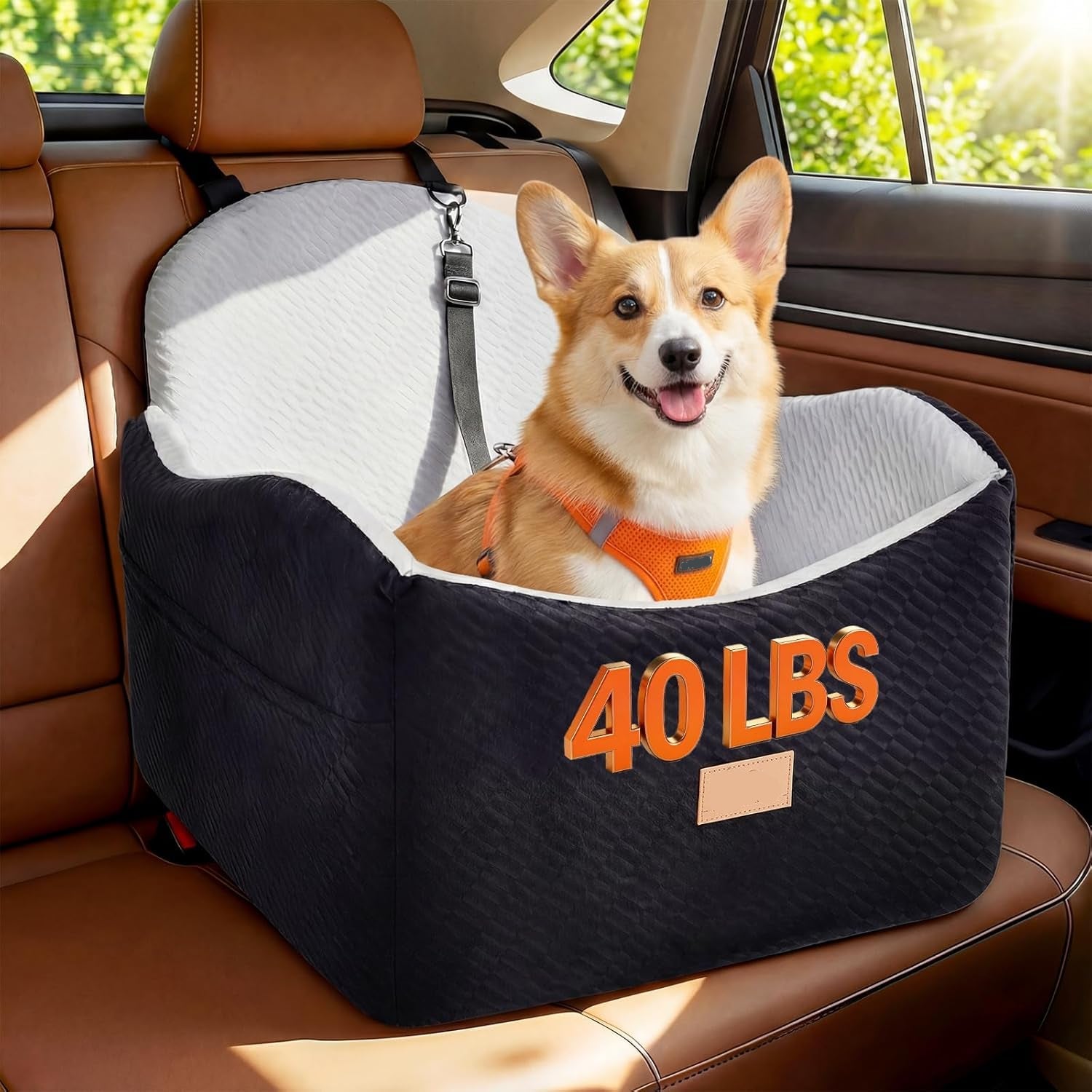 Poupipets Dog Booster Seat for Small and Medium Dogs with Soft Cushion and Safety Strap