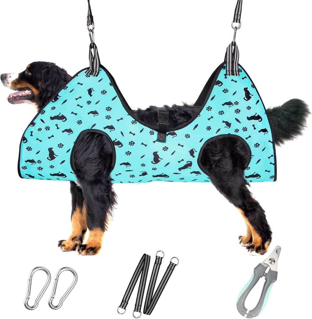 Poupipets Breathable Dog Grooming Hammock Kit with Nail Clippers and Scissors