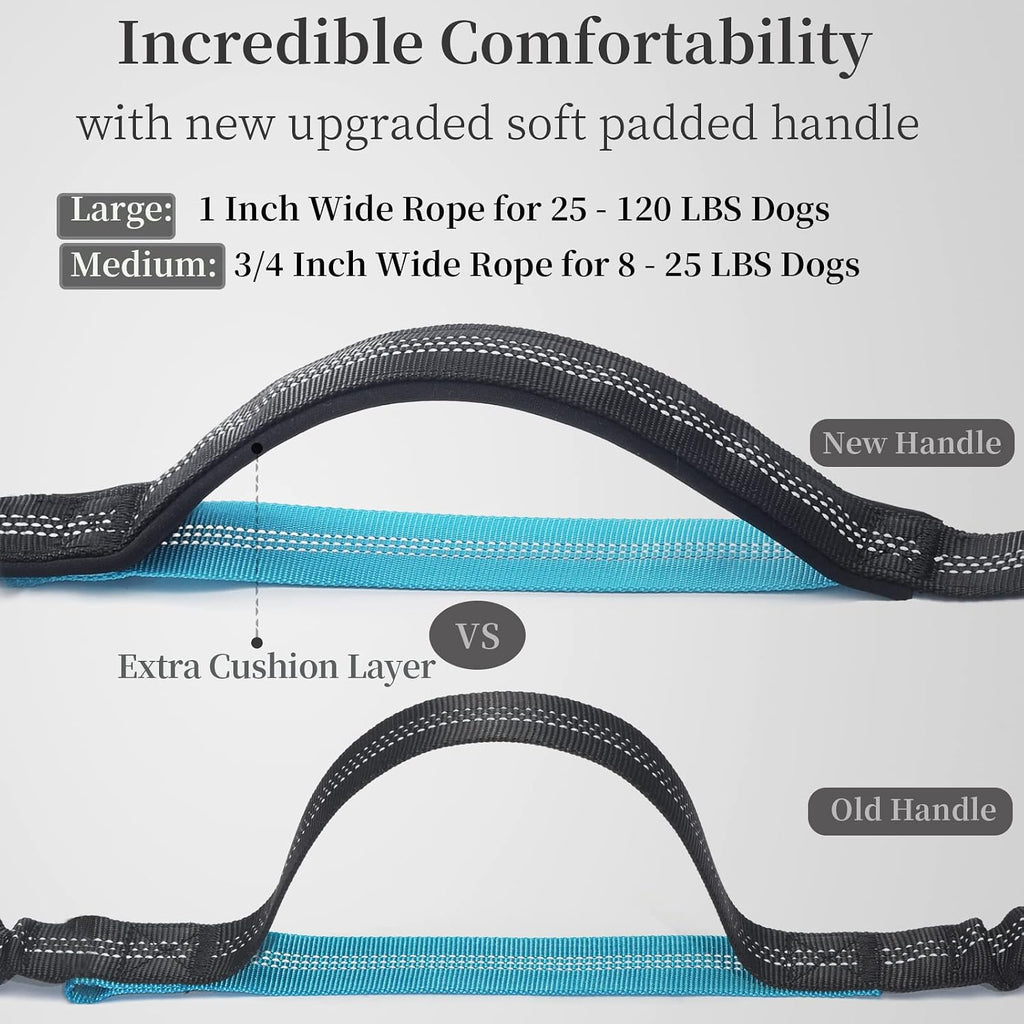 Poupipets Running Dog Waist Leash with Dual Padded Handles and Shock-Absorbing Bungee