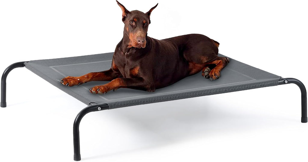Poupipets Elevated Cooling Dog Bed with Breathable Teslin Mesh for Indoor & Outdoor Use