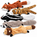 POUPIPETS Dog Squeaky Toys – No-Stuffing Plush Chew Toys for Small Medium & Large Dogs