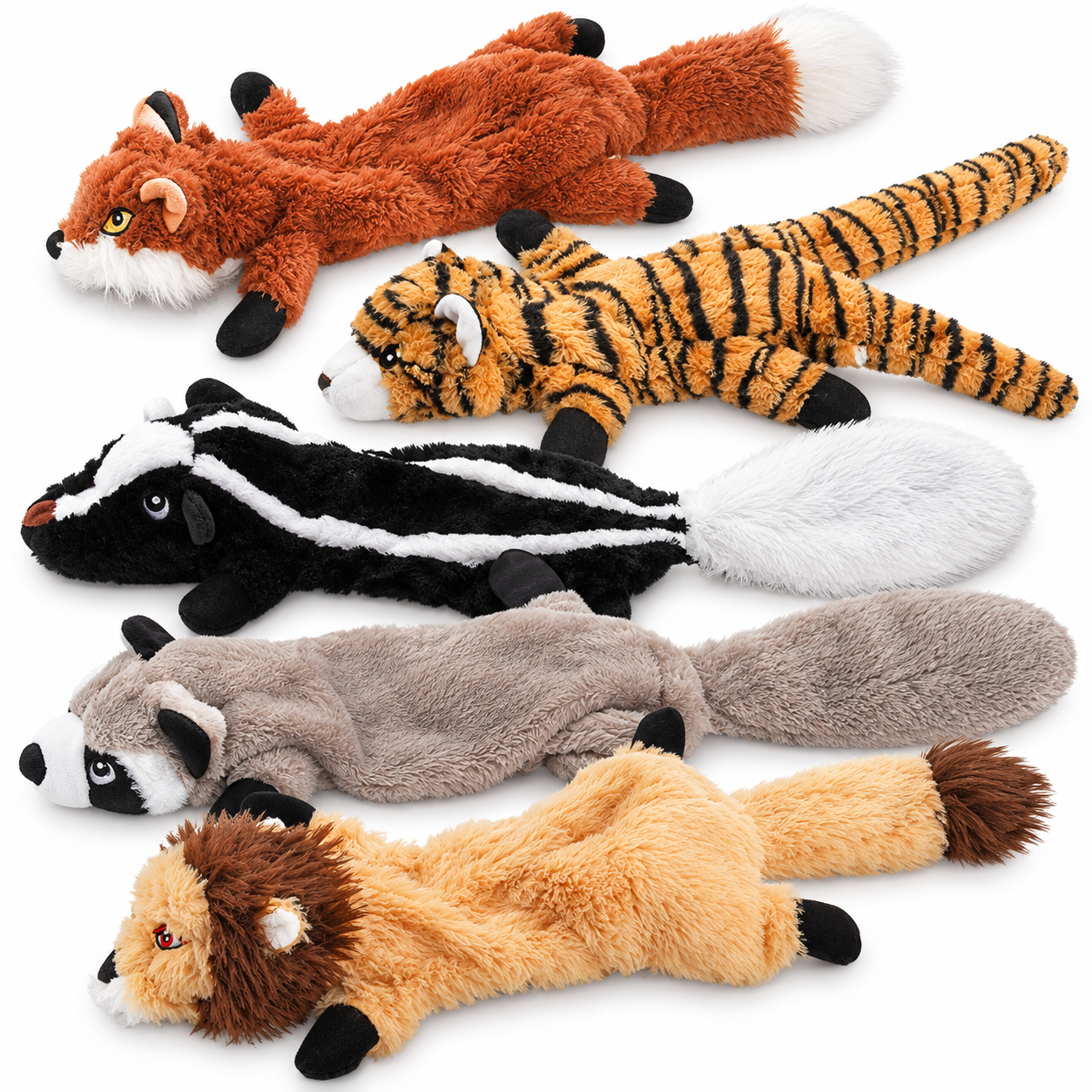 POUPIPETS Dog Squeaky Toys – No-Stuffing Plush Chew Toys for Small Medium & Large Dogs