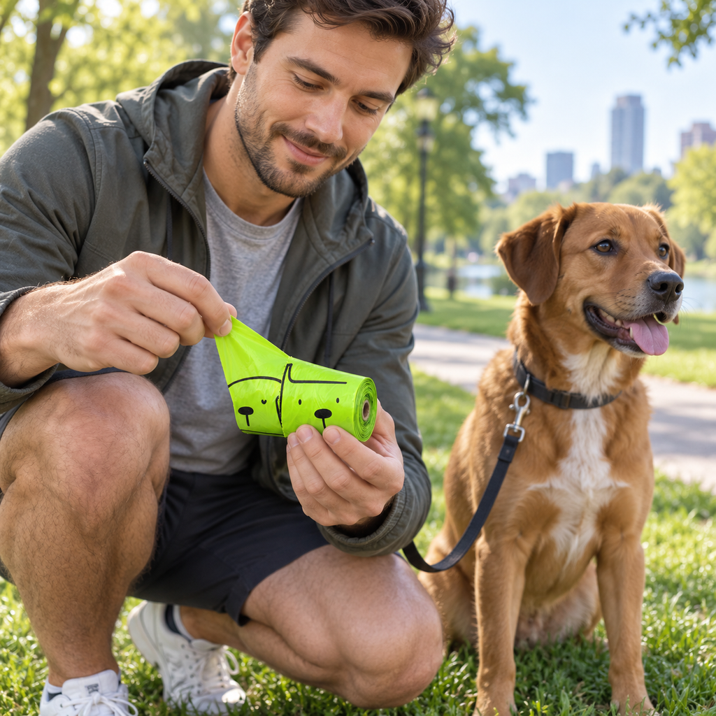 POUPIPETS Dog Poop Bags – 240 Home Compostable Plant-Based Waste Bags, 16 Rolls