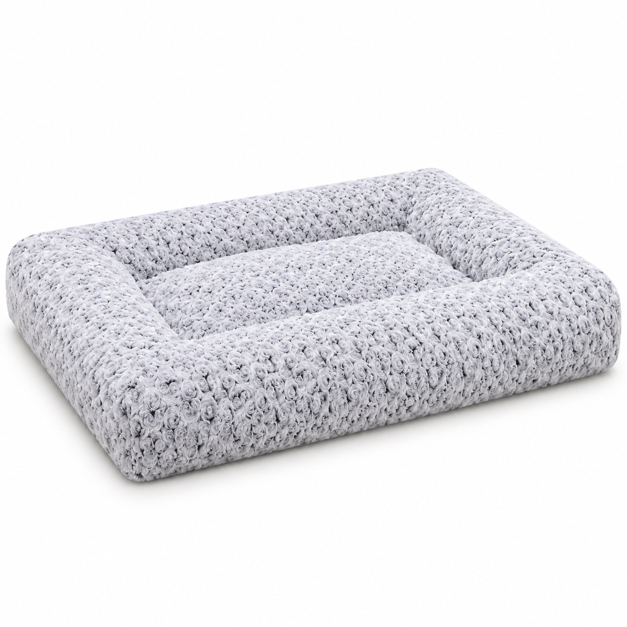 POUPIPETS Dog Bed – Washable Plush Crate Mat, Soft Cushioned 35 x 23 Inch Gray