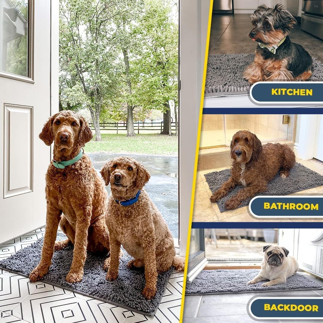 Poupipets Quick Dry Microfiber Pet Door Mat for Muddy Paws and Wet Shoes