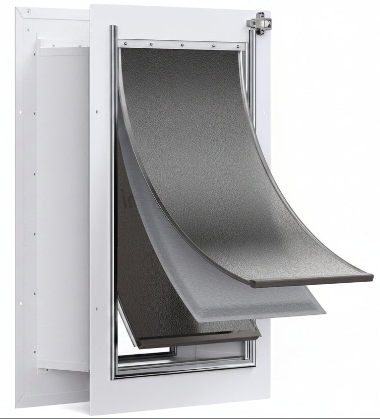 Poupipets 3-Flap Wall Pet Door with Steel Frame and Aluminum Lock