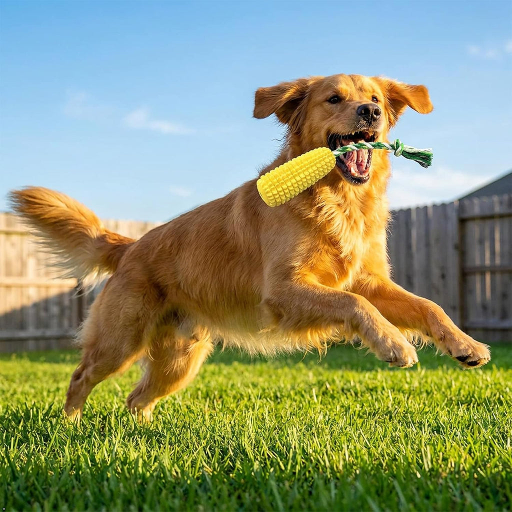 Dailypets Corn Shaped Dog Chew Toy with Squeaker for Small Medium and Large Dogs