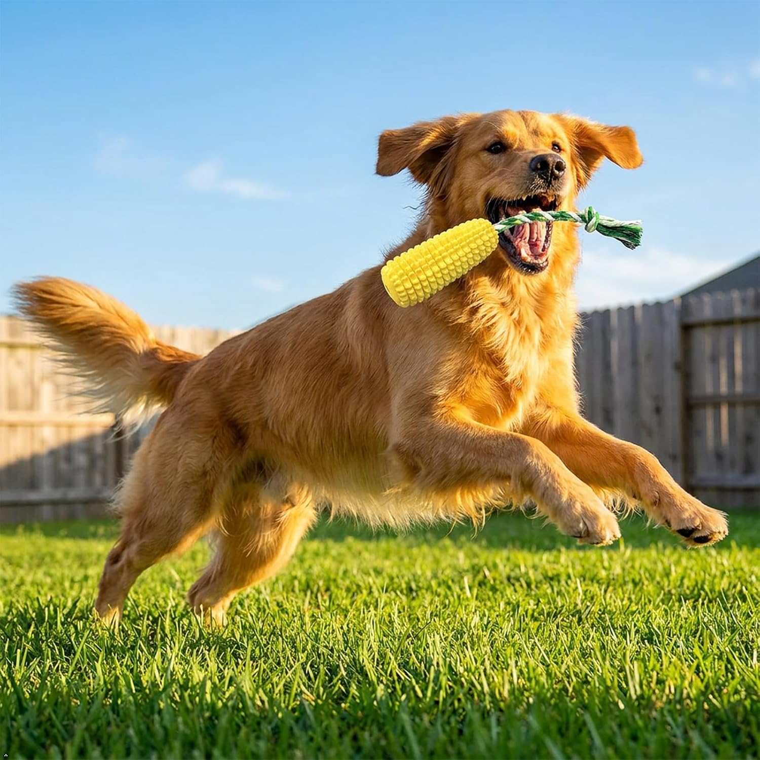 Dailypets Corn Shaped Dog Chew Toy with Squeaker for Small Medium and Large Dogs