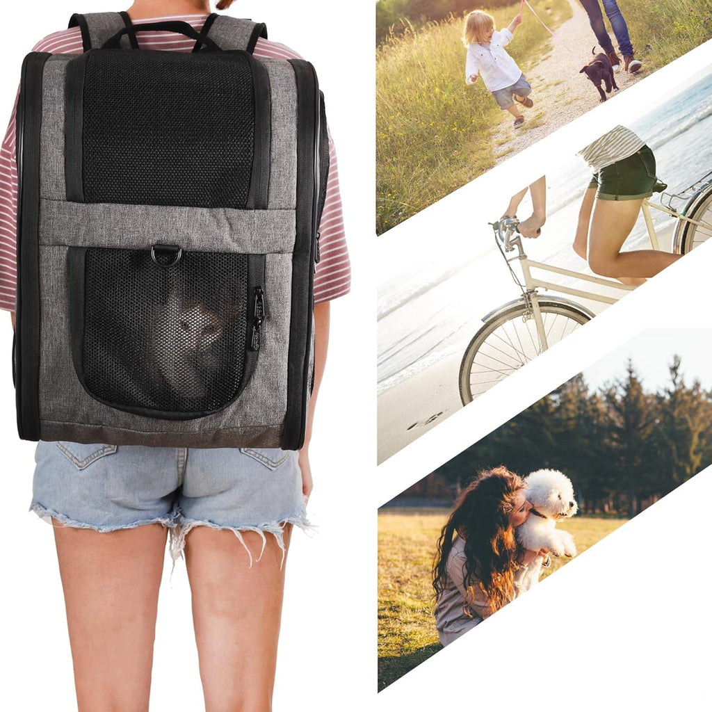 Poupipets Supportive Pet Hiking Backpack with Removable Pad and Expandable Options