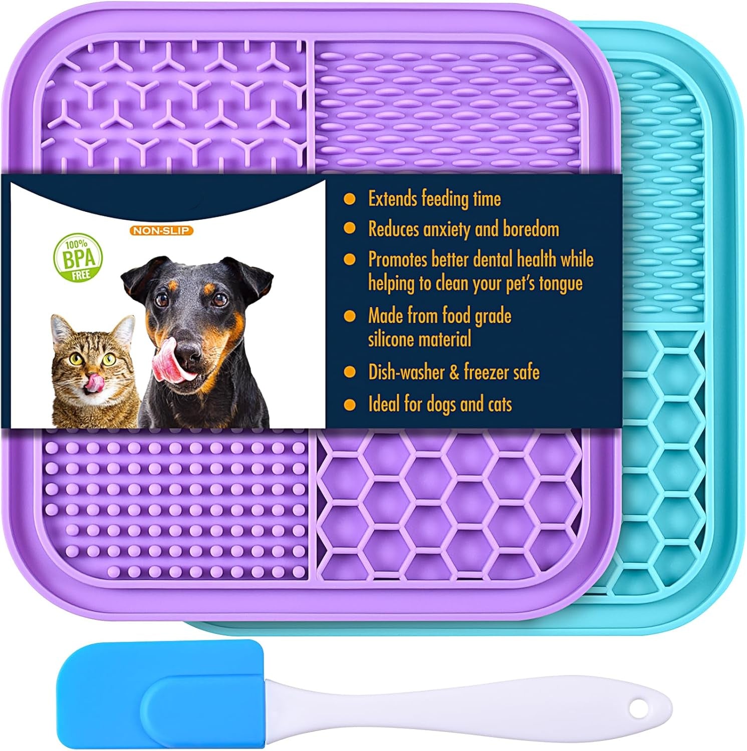 Dailypets Slow Feeder Lick Mat for Dogs and Cats with 77 Suction Cups Set