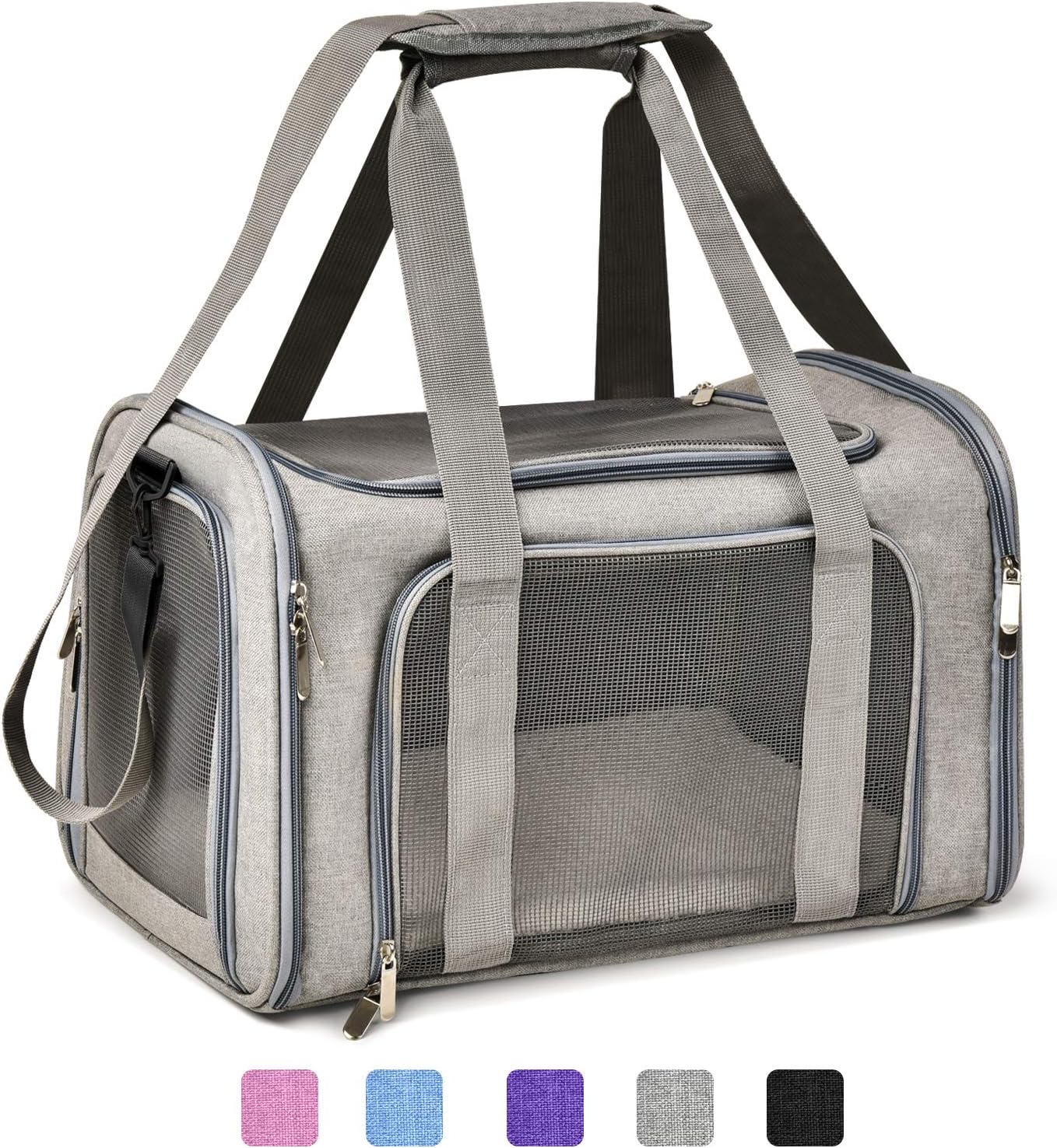 Poupipets Breathable Pet Carry Bag with Removable Mat and Secure Zipper Design