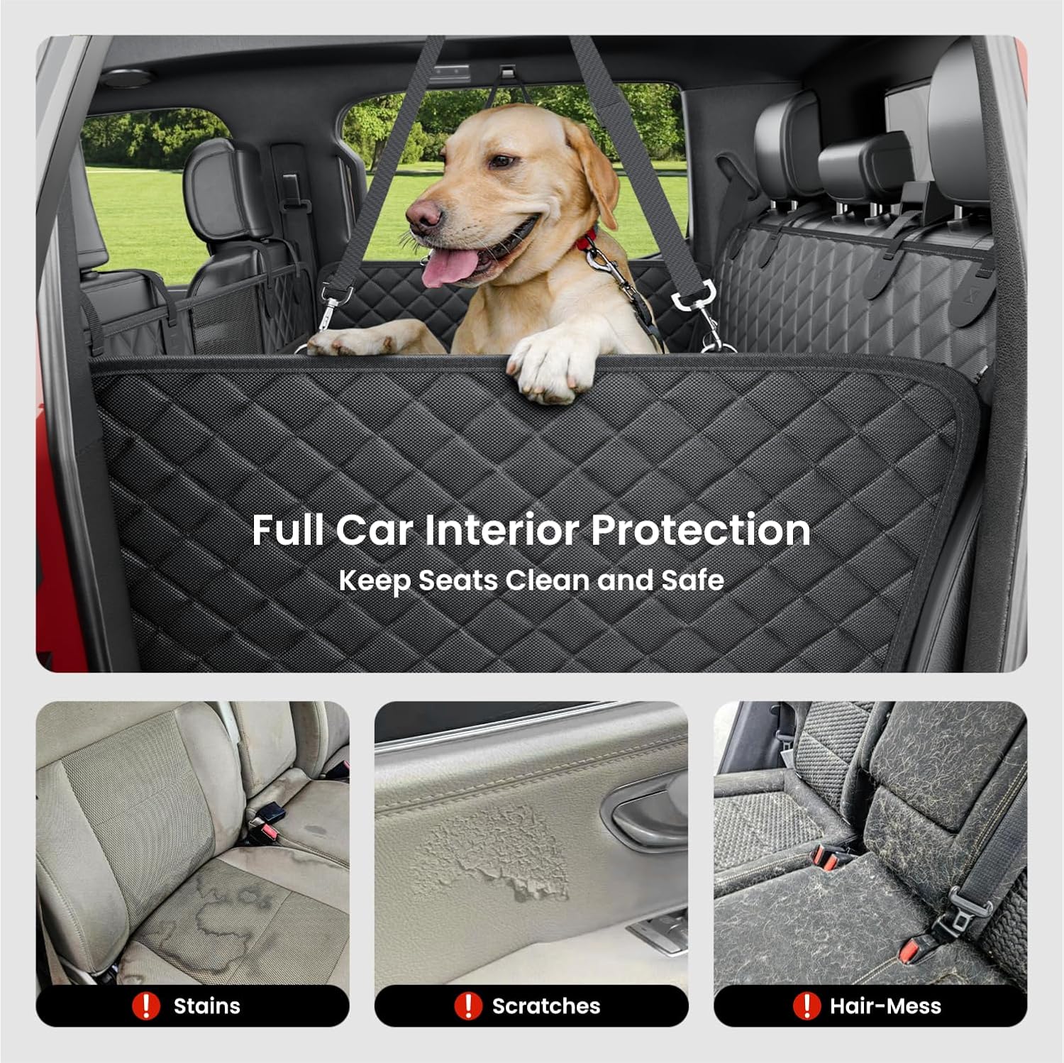 Poupipets XL Dog Truck Seat Extender with 450 lb Hard Base and Waterproof Cover
