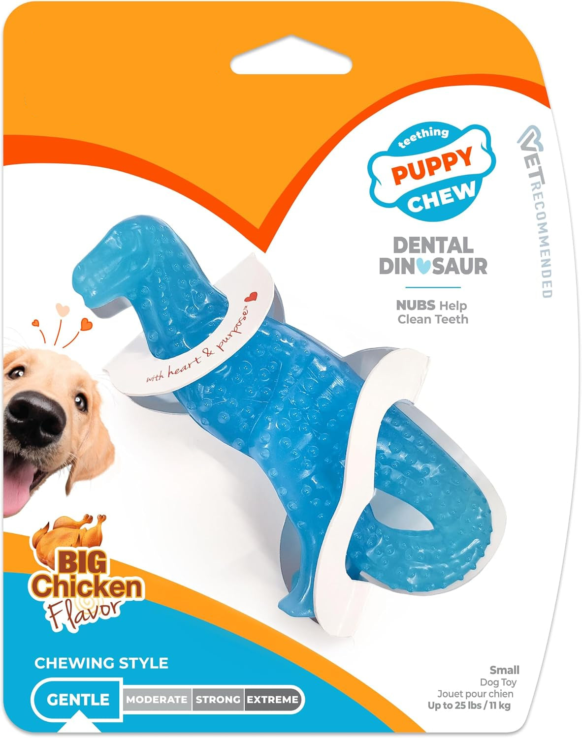 Dailypets Puppy Teething Chew Toy with Gum Massaging Texture and Bacon Flavor
