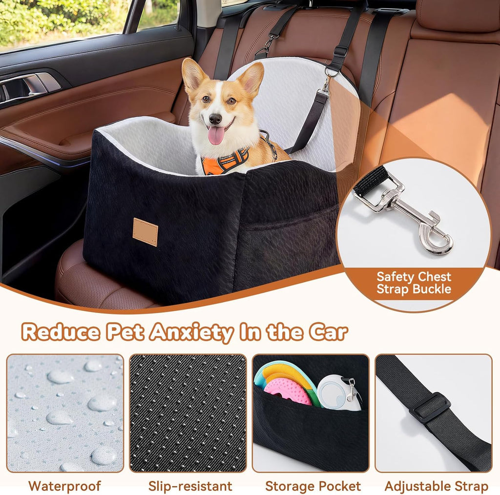 Poupipets Dog Booster Seat for Small and Medium Dogs with Soft Cushion and Safety Strap