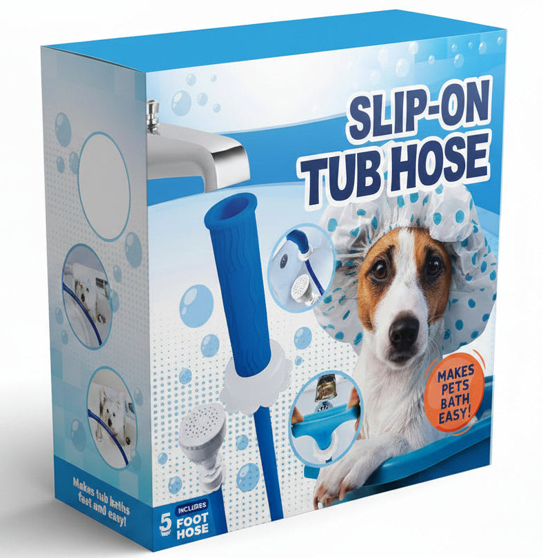 Poupipets Slip-On Tub Faucet Sprayer with 5 ft Hose for Easy Dog Bathing