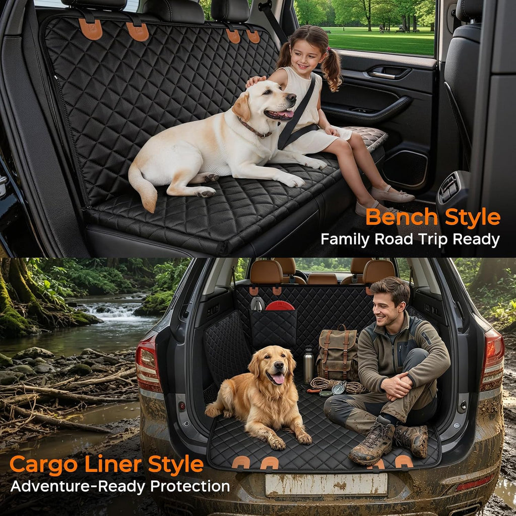 Poupipets Waterproof Dog Seat Cover for Back Seat with Side Flaps and Machine Washable Design