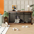 Dailypets 55-Inch Dog Crate Furniture with Sliding Doors and Feeding Bowls