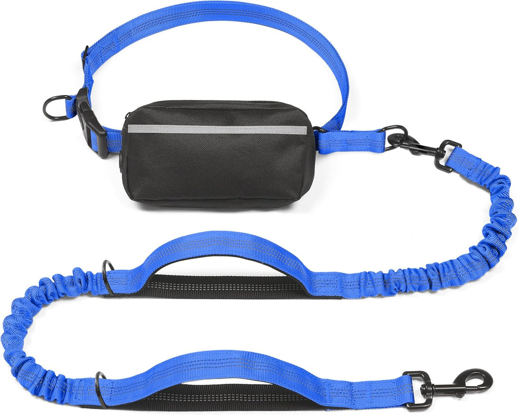 Poupipets Hands-Free Dog Walking Leash with Zipper Pouch and Double Shock Absorbers