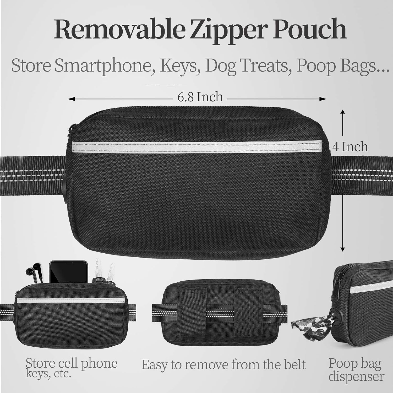 Poupipets Running Dog Waist Leash with Dual Padded Handles and Shock-Absorbing Bungee