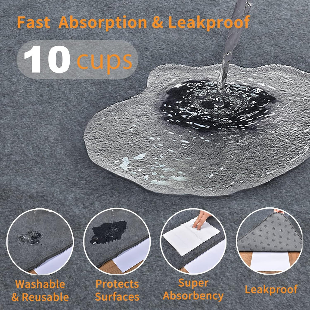 Poupipets Washable Reusable Dog Pee Pads 2-Pack with Leakproof TPU Backing and Non-Slip Base