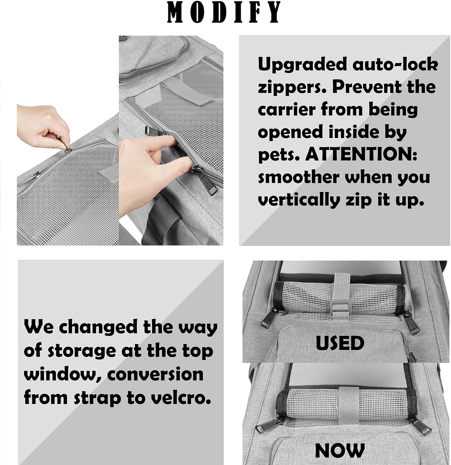 Poupipets Large Pet Travel Bag with Mesh Windows and Dual Entry for Pets up to 20 lbs