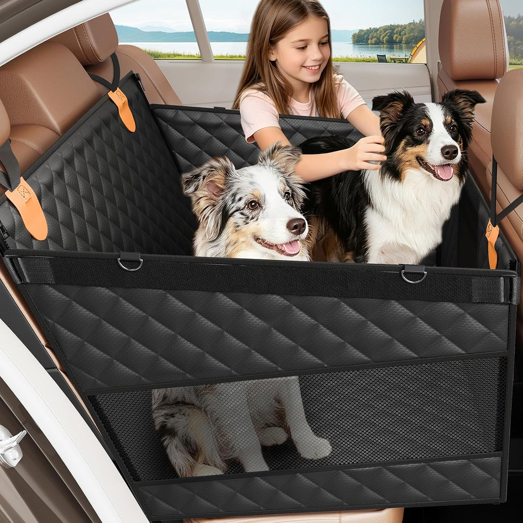 Poupipets Structured Dog Car Hammock with Hard Bottom and Ventilated Mesh Sides