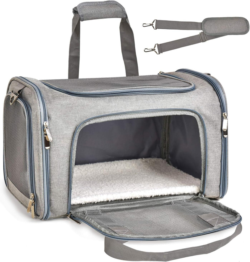Poupipets Breathable Pet Carry Bag with Removable Mat and Secure Zipper Design