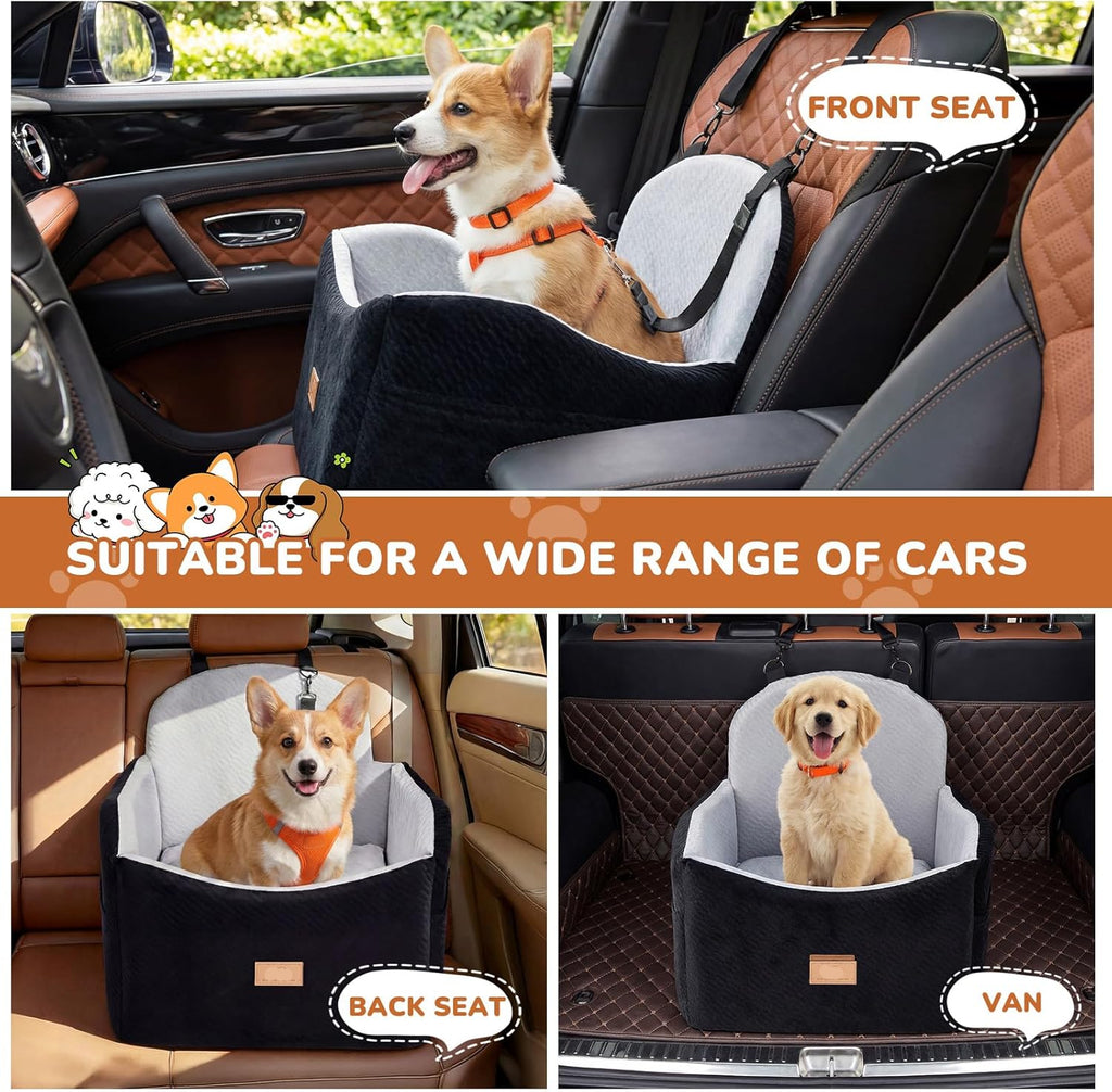 Poupipets Dog Booster Seat for Small and Medium Dogs with Soft Cushion and Safety Strap