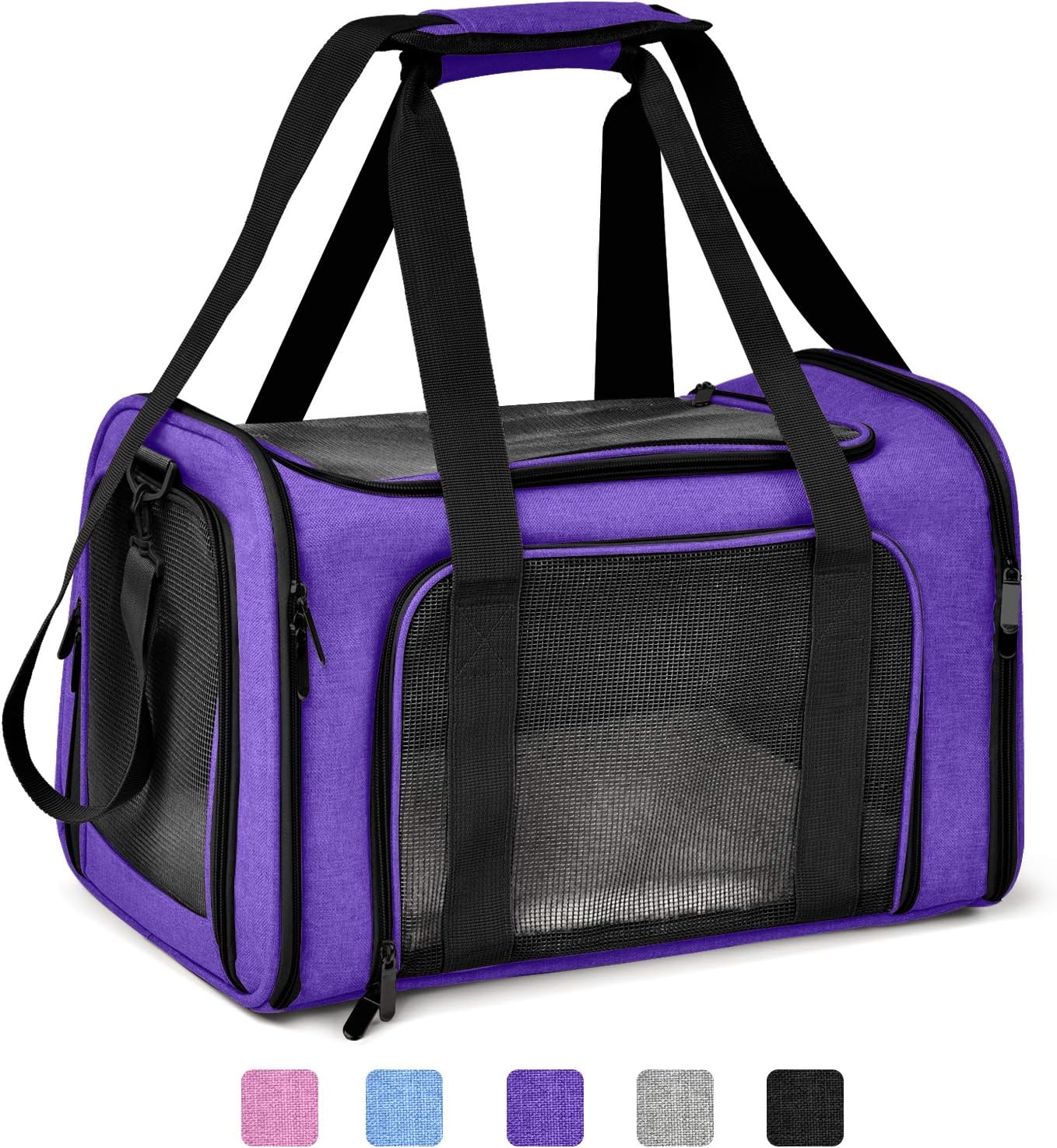 Poupipets Breathable Pet Carry Bag with Removable Mat and Secure Zipper Design