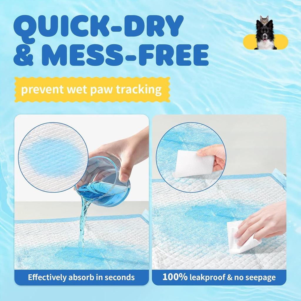 Poupipets Extra Large 6-Layer Leak-Proof Puppy Training Pads 34 x 28 Inch Quick-Dry 100 Pack